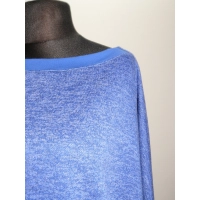 Cieplutki sweter KIMONO ze ściągaczami - kobaltowy melanż